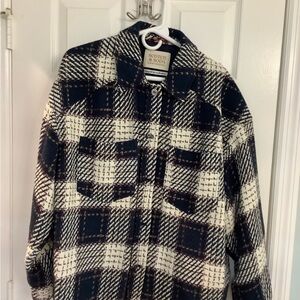 Anthropologie Scotch & Soda Women’s Navy and Cream Checkered Jacket